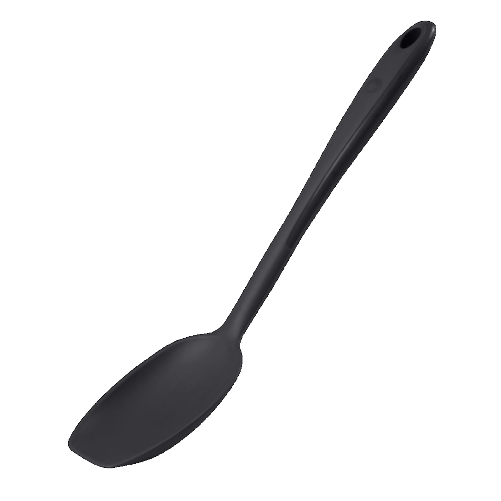 Anthrazitfarbener Soßenlöffel aus Kunststoff mit langem, ergonomischem Griff.