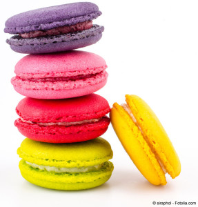 Color ful macaroon on white background