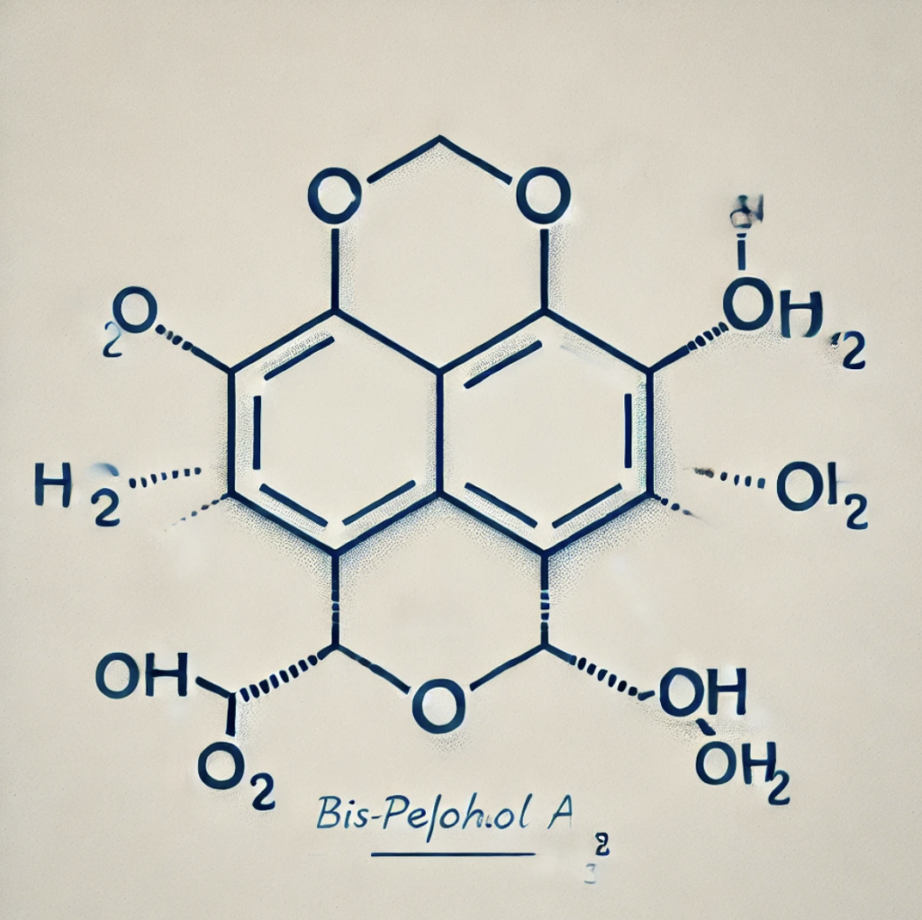 Chemische Struktur von BPA wie sie bei Kunststoffen verwendet wird.