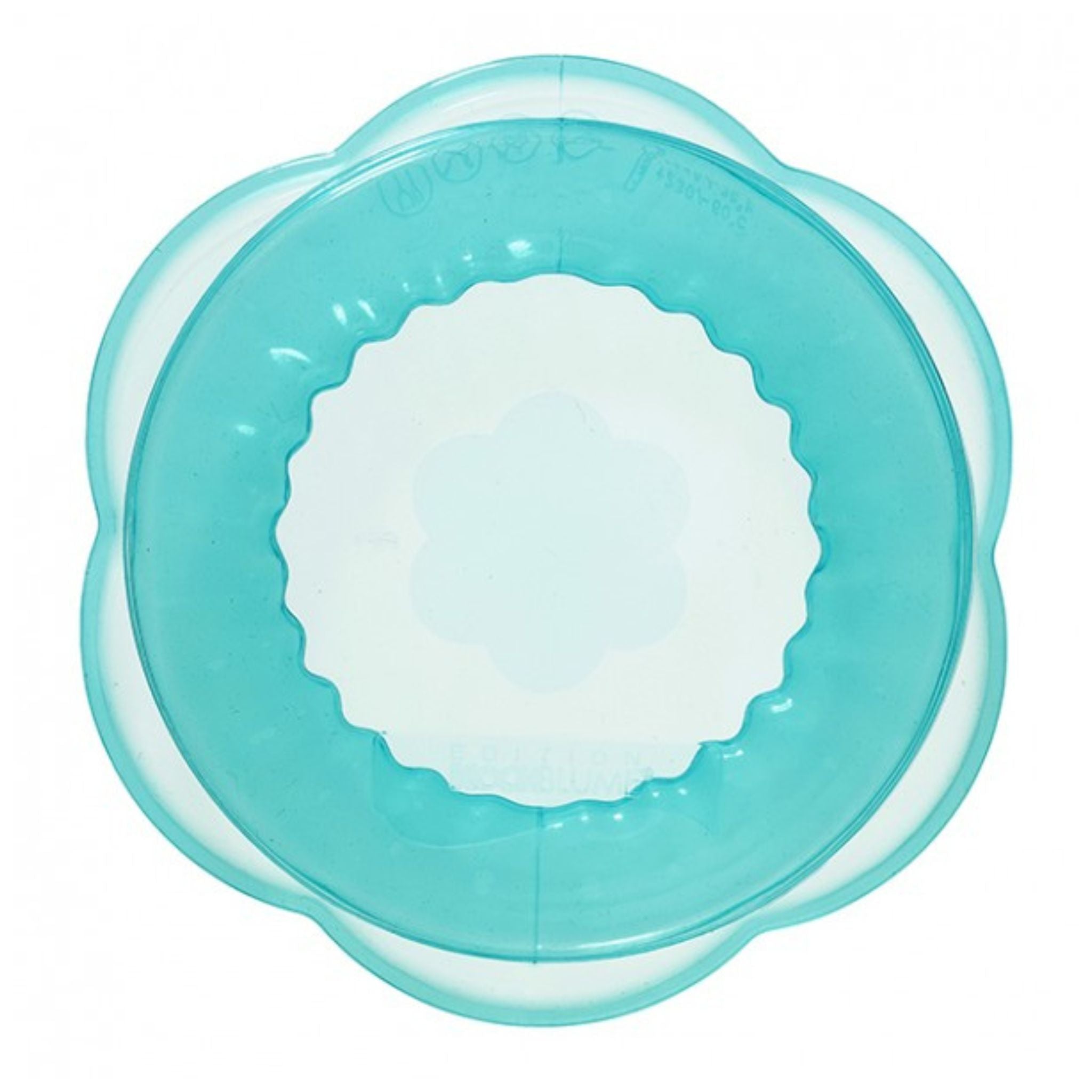 Türkisfarbener Strechii-Deckel mit gewelltem Rand und flexiblem Silikonmaterial, Ø 20 cm.