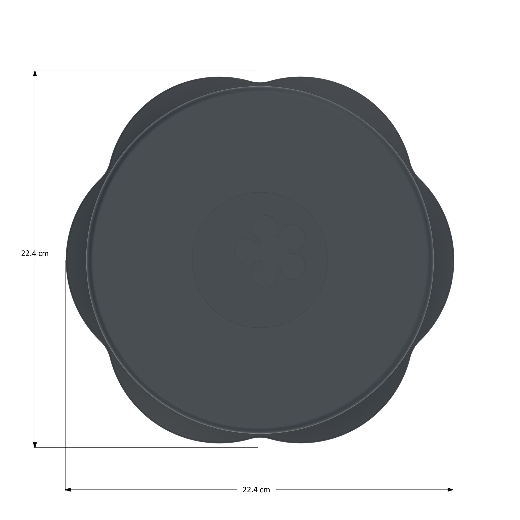 Runde, schwarze Silikon-Deckel mit Griffmulden, 20 cm Durchmesser, schlichtes Design.