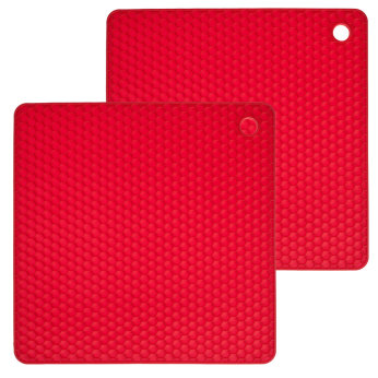Waben-Untersetzer-quadratisch 19 cm 2er Set rot